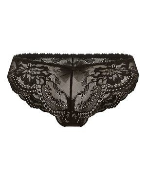 Lauma, Black Lace String Tanga, On Model Front, 83G60