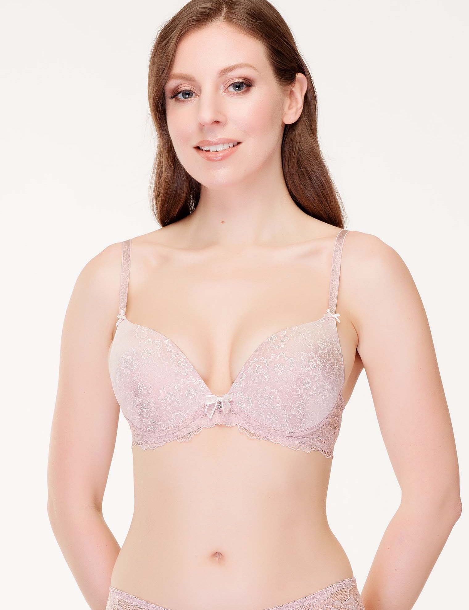 Lauma, Light Pink Moulded Push Up Bra, On Model Front, 89J35