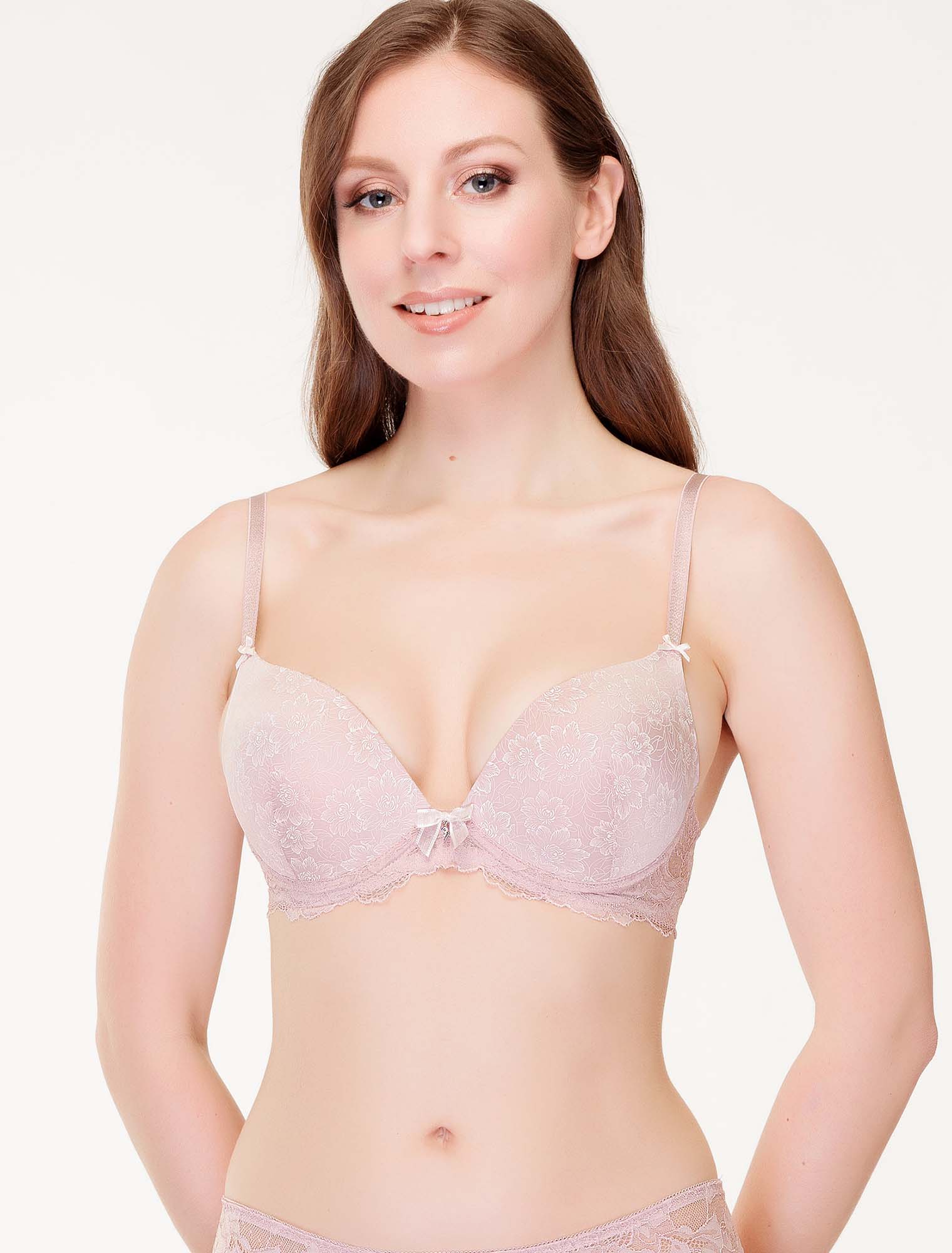 Lauma, Light Pink Moulded Push Up Bra, On Model Front, 89J35