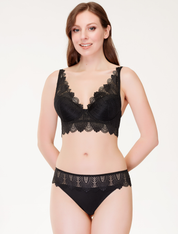 Lauma, Black Lace Push-up Bustier Bra, On Model Front, 90J10