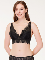 Lauma, Black Lace Push-up Bustier Bra, On Model Front, 90J10