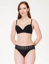 Lauma, Black Lace String Briefs, On Model Front, 90J60 