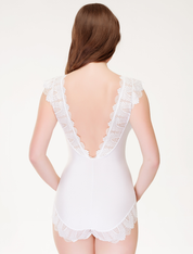 Lauma, White Bodysuit With Lace, On Model Back, 90J80