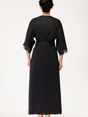Lauma, Black Crepe chiffon Dressing Gown, On Model Back, 90J99