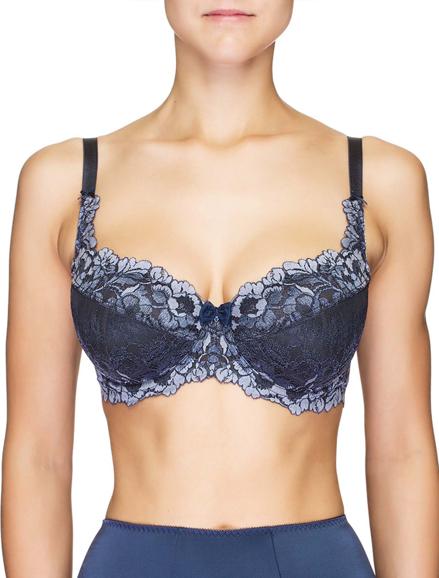 Lauma, Blue Half-padded Lace Bra, On Model Front, 91H40