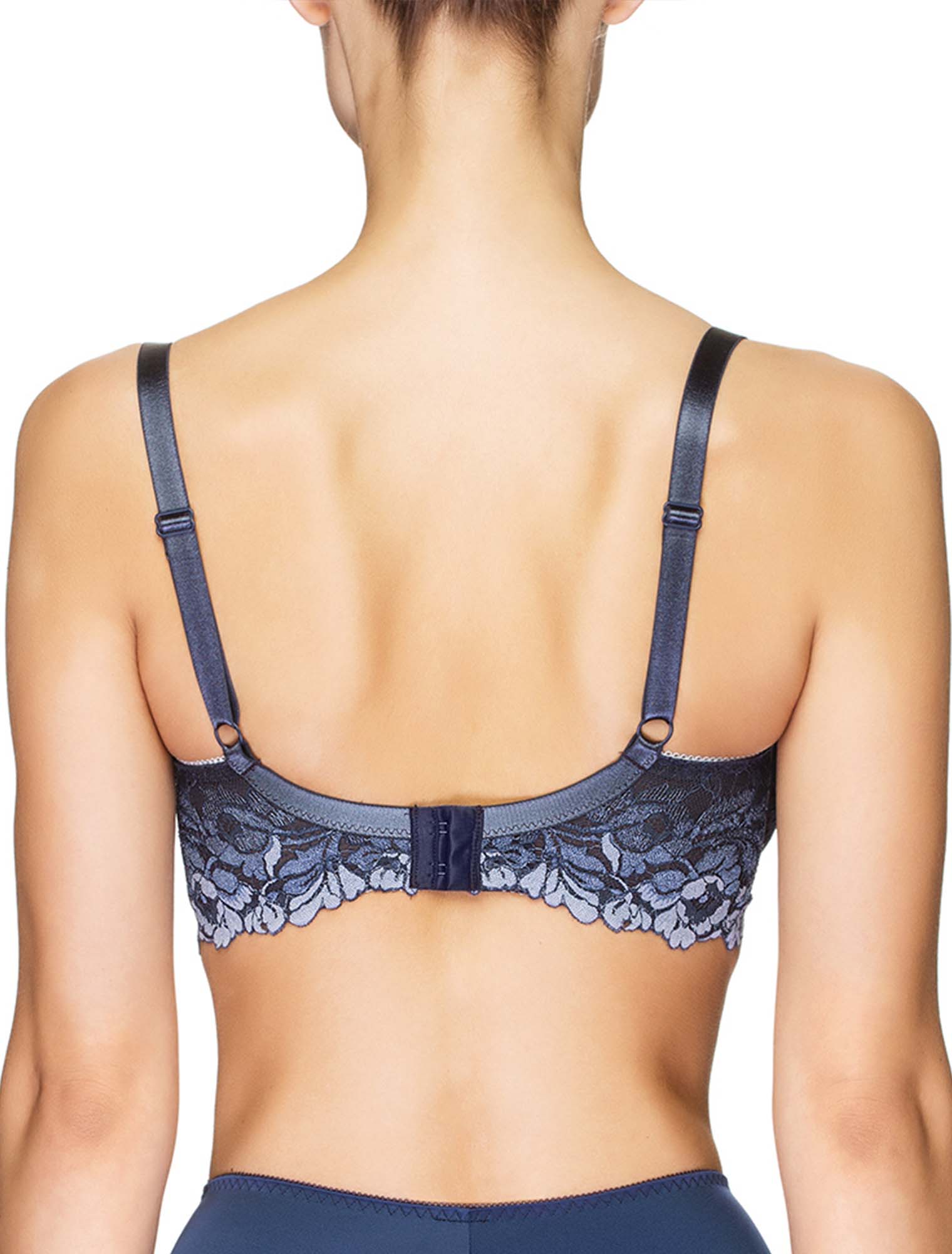 Lauma, Blue Half-padded Lace Bra, On Model Back, 91H40