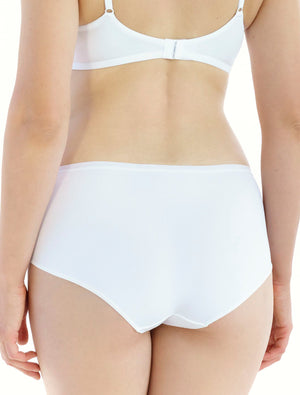 Lauma, White Sleek Mid Waist Shorts Panties, On Model Back, 94J70