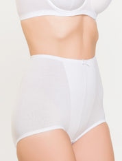 Lauma, White High Waist Cotton Full Briefs, On Model Front, 97J50