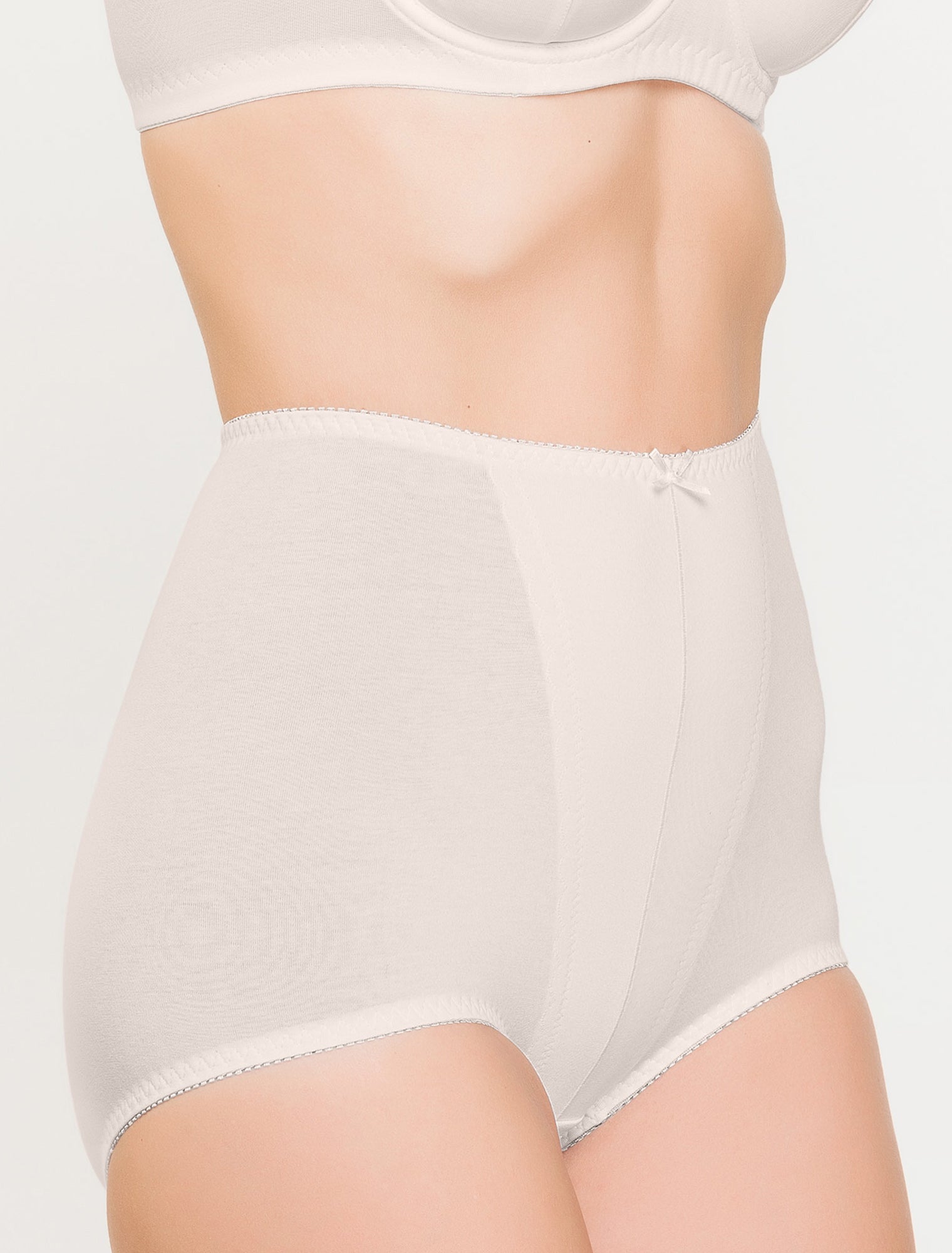 Lauma, Nude High Waist Cotton Full Briefs, On Model Front, 97J50