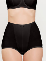 Lauma, Black High Waist Cotton Full Briefs, On Model Front, 97J50