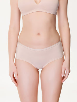 Lauma, Nude Cotton Mid Waist Shorts Panties, On Model Front, 93J70