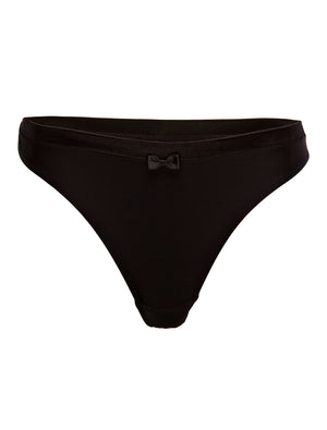 Lauma, Black Mid Waist String Panties, Front, 99C61