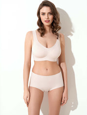 Lauma, Beige High Waist Seamless Panties, On Model Front, 71D52