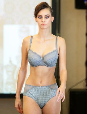 Lauma, Grey Mid Waist Panties, On Model Front, 99G50