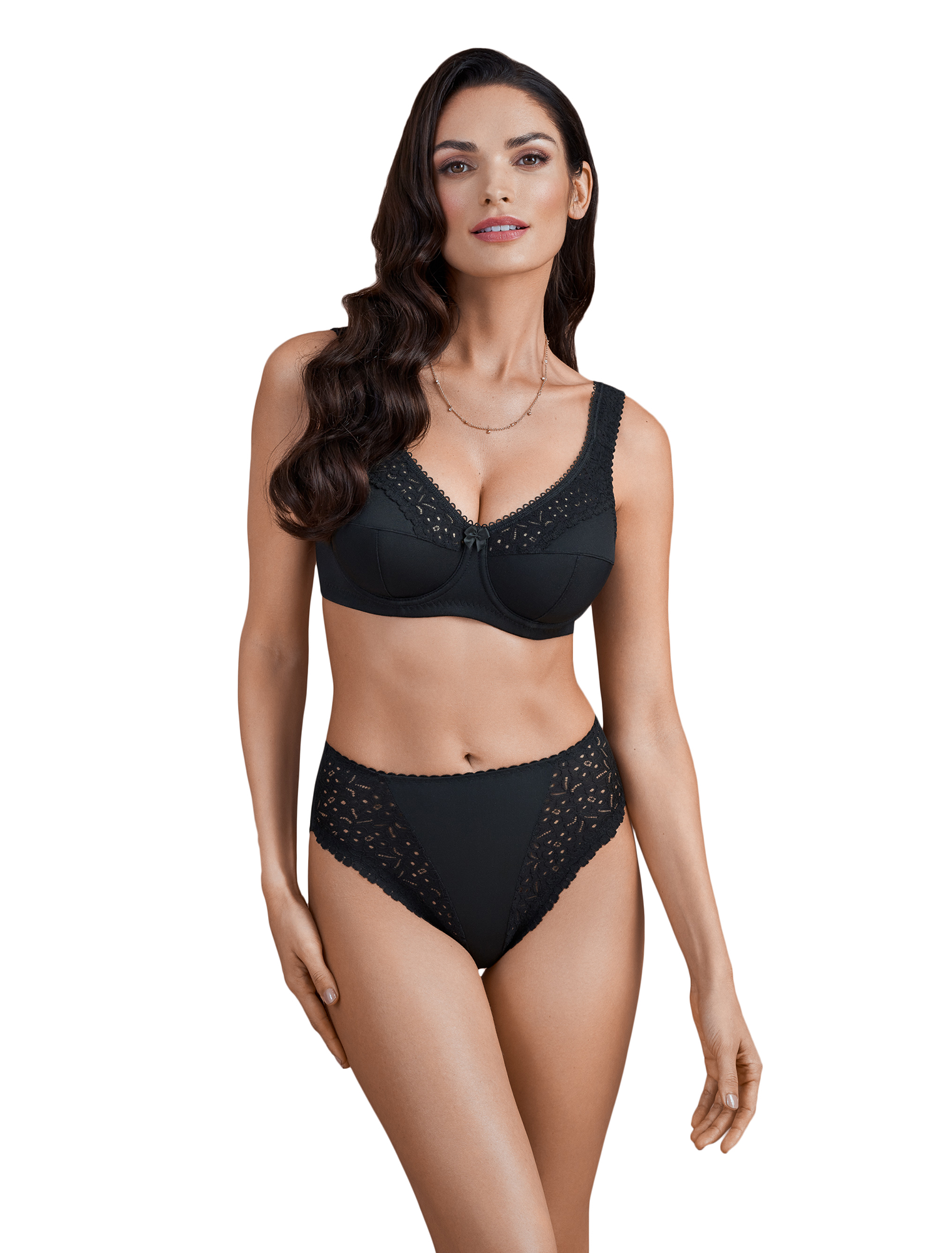 Lauma, Black Underwired Non-padded Bra, On Model Front, 02131