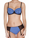 Lauma, Blue Mid Waist Suspender Panties, On Model Front, 10D59
