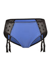 Lauma, Blue Mid Waist Suspender Panties, On Model Front, 10D59
