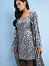 Lauma, Silver Satin Dressing Gown, On Model Front, 63J98